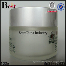 cosmetic big size 100g frosted cream jar with matte silver aluminum cap